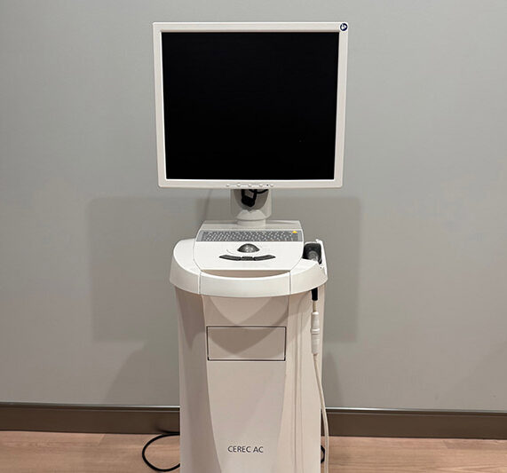 The office’s intraoral scanner cart with its monitor
